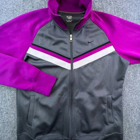 Nike Jacket Women XL Purple Gray White Swoosh Track Top Ladies Full Zip Active - Picture 1 of 13